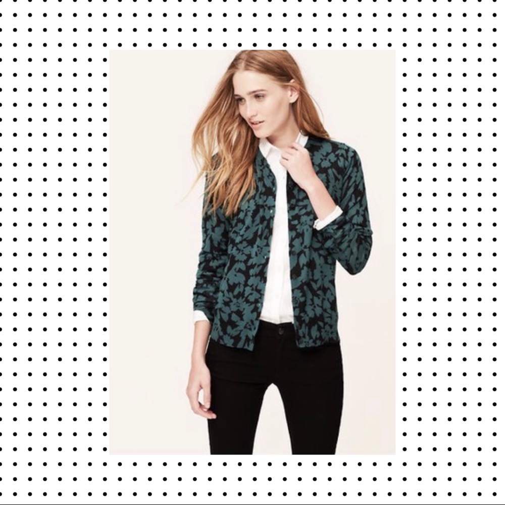 LOFT - Autumn Bloom Cotton Cardigan XSP